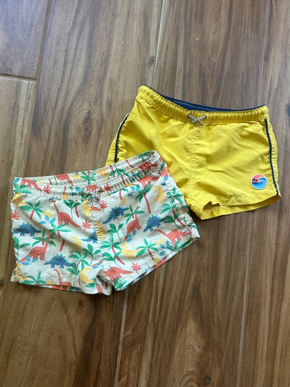 Bundle of 2 Zara Swim Shorts | Size 4-5 Years | Yellow Dinosaur Tropical Trunks